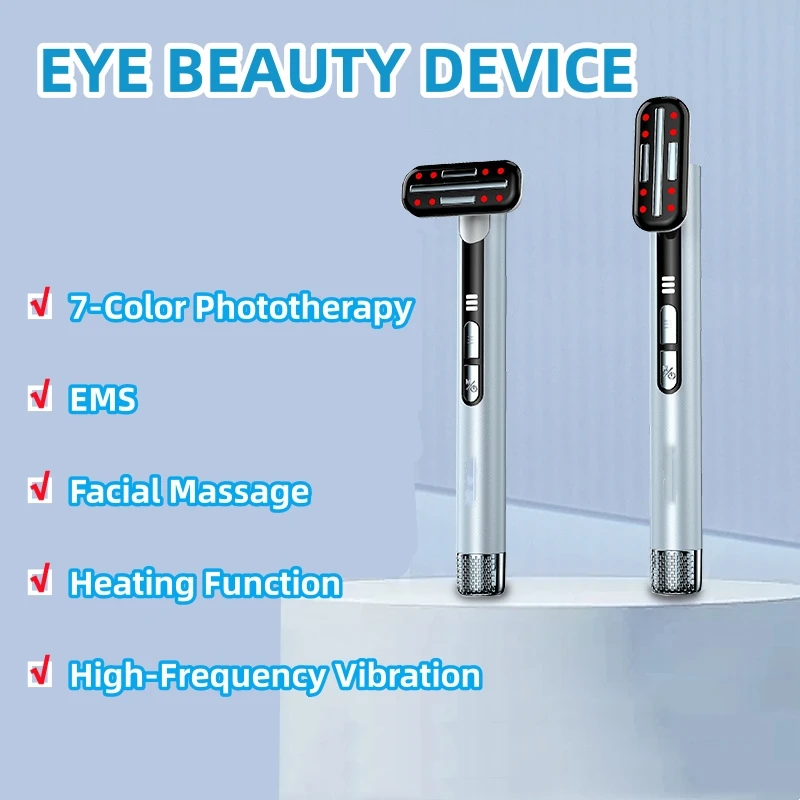 

4 in 1Electric Eye Massager Light-Therapy-Wand Microcurrent Hot Compress Eye Care Tool Remove Eye Bags Dark Circles Eye Lifting