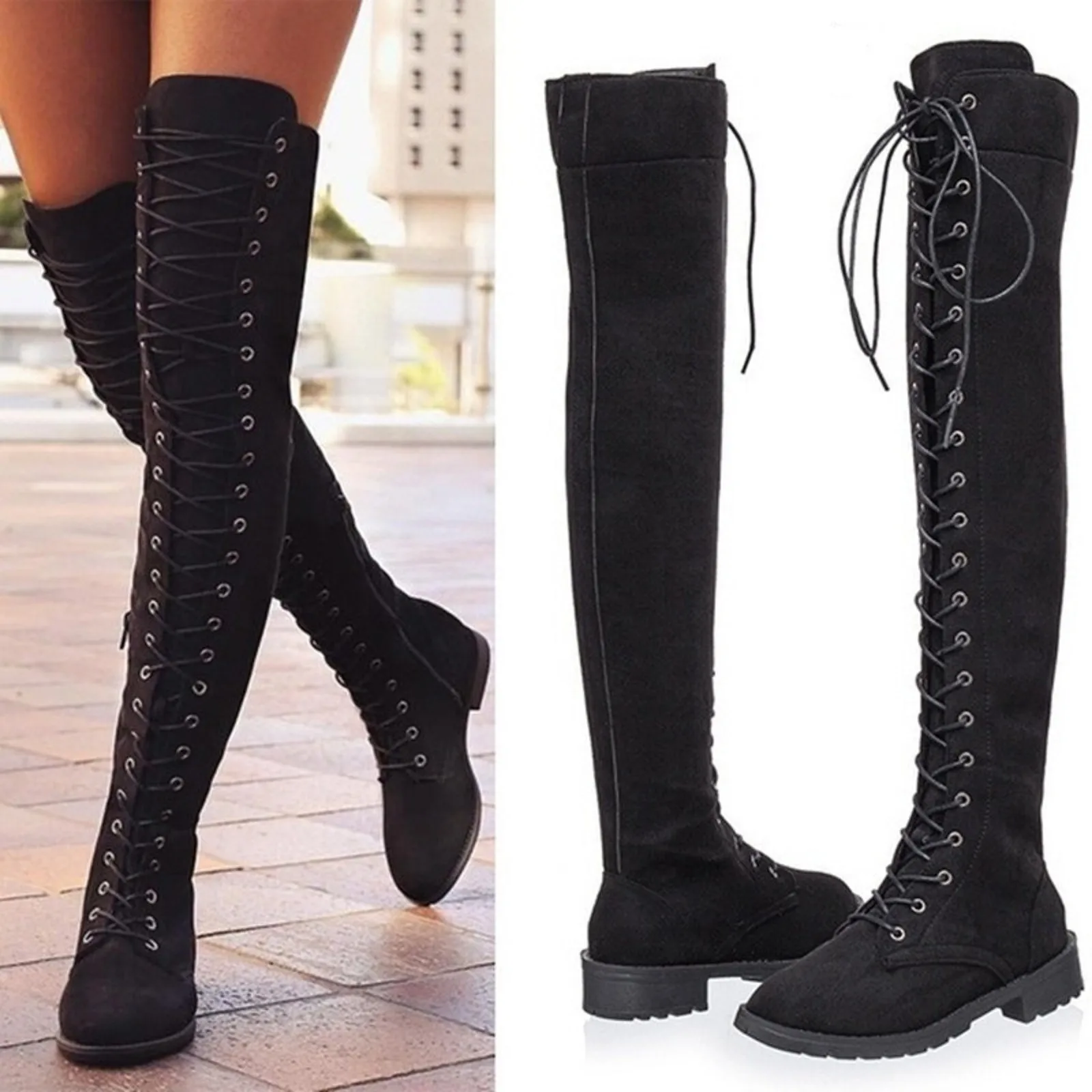 Shoes For Women Autumn Winter Women Over-the-knee Boots Fashion Concise Boots Suede Leather Tight High Stretch Boots