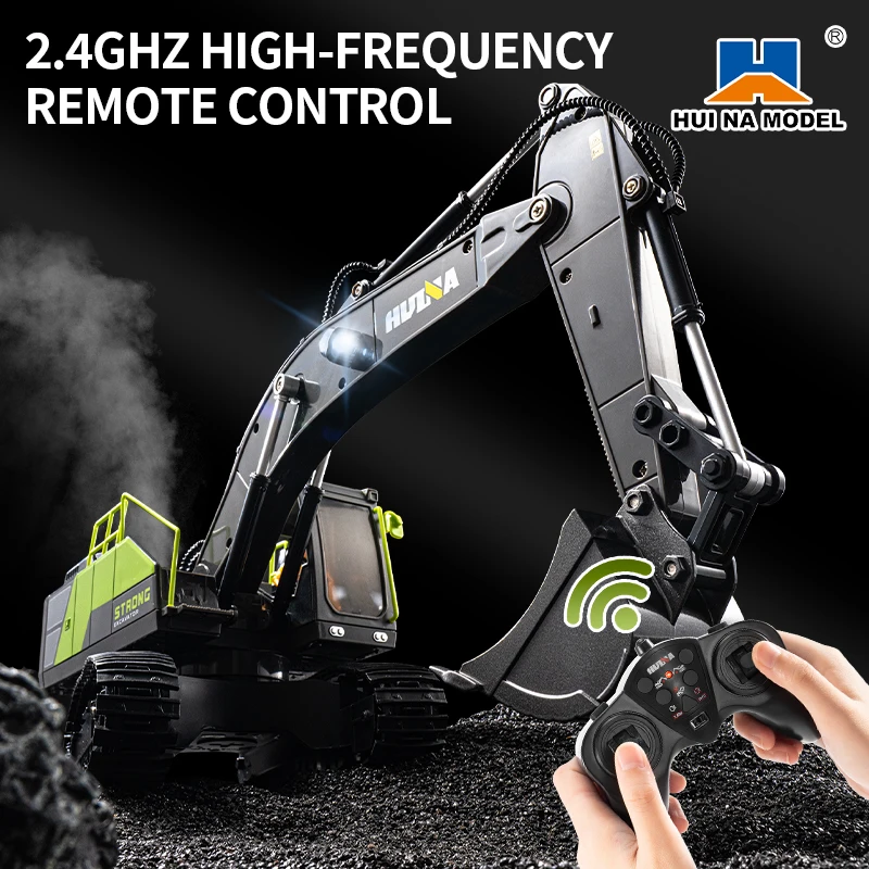 Huina 1661 15 Channel Excavator 1/18 Remote Control Vehicle Semi-Alloy Bucket Excavator Model Engineering Vehicle Boy Gift