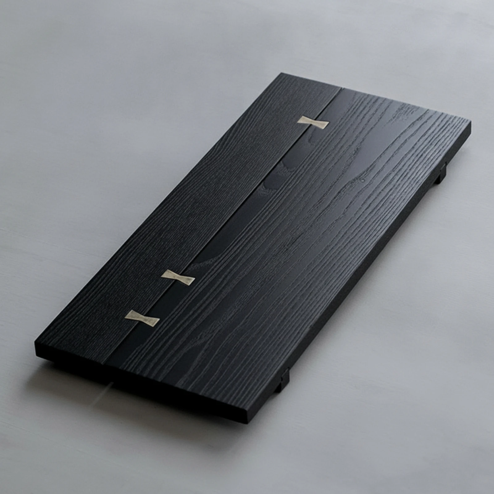 Wood Tea Tray with Brass Accents Minimalist Ash Wood Serving Tray Rectangular Tea Board Japanese-Style Robust for Tatami Room