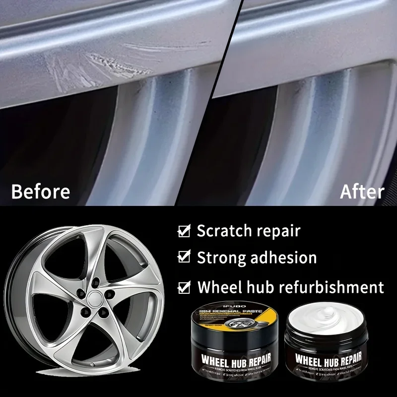 NEW Car Wheel Rim Scratch Refurbishment Paste, Tire Rim Scratch Paint Repair Paste - Black And White Silver Aluminum Alloy Rim image 3