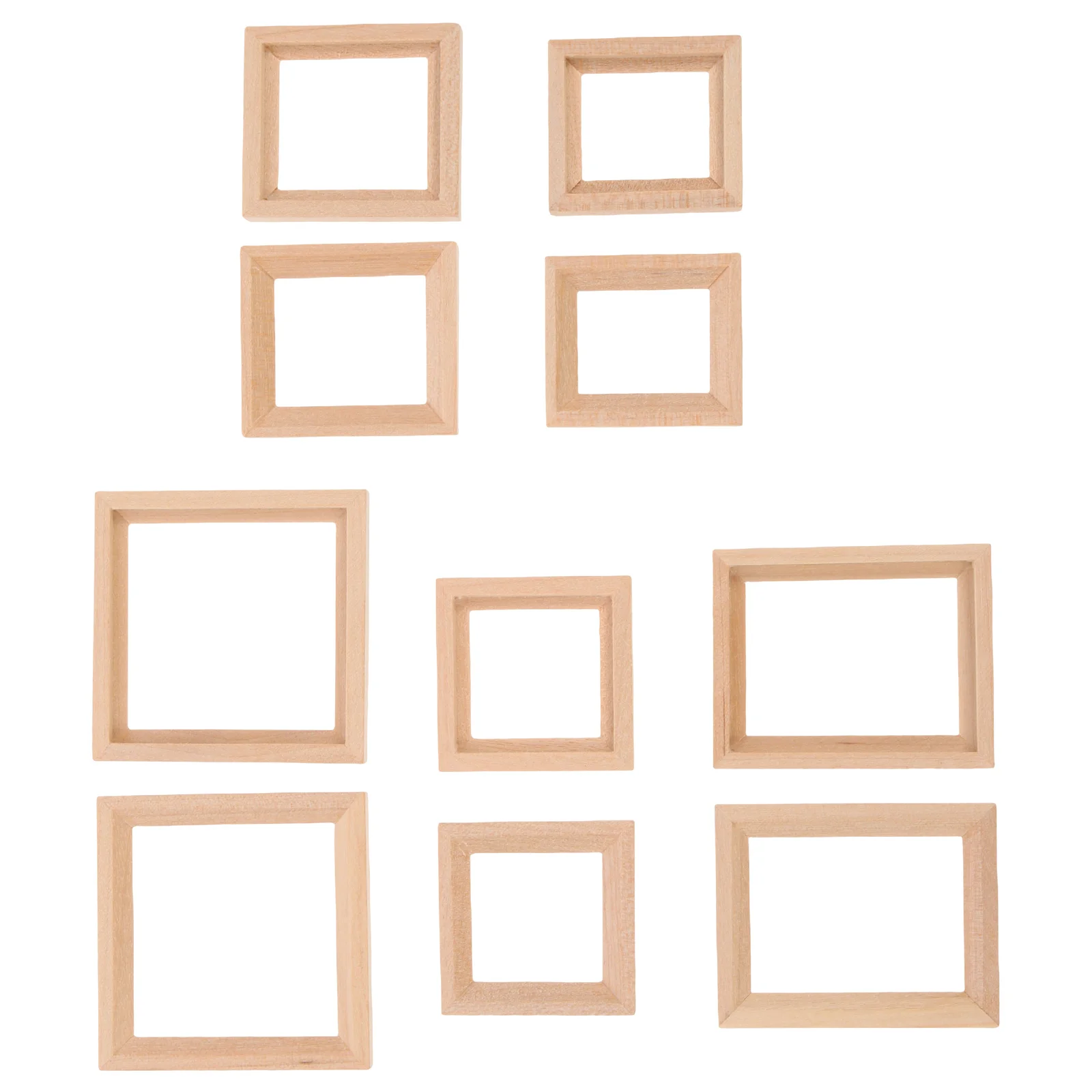 10 Pcs Solid Wood Frame Mini Photo House Layout Props Picture Frames Tiny Decor Miniature Wooden