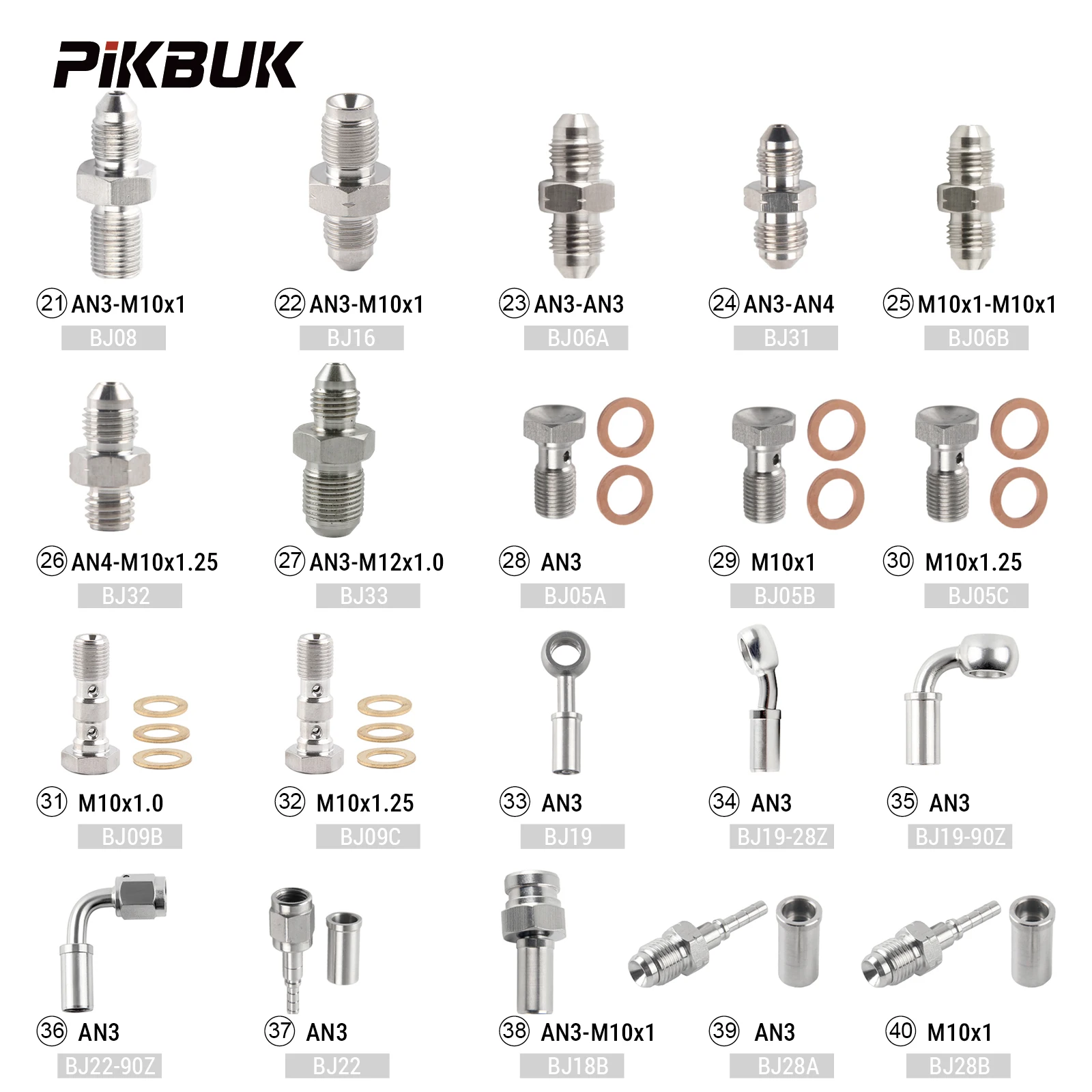 Image of PIKBUK AN3 Motorrad Hydraulik-Bremsölschlauchleitung Banjo-Anschluss M10x1 Edelstahl 10mm M12x1 AN4