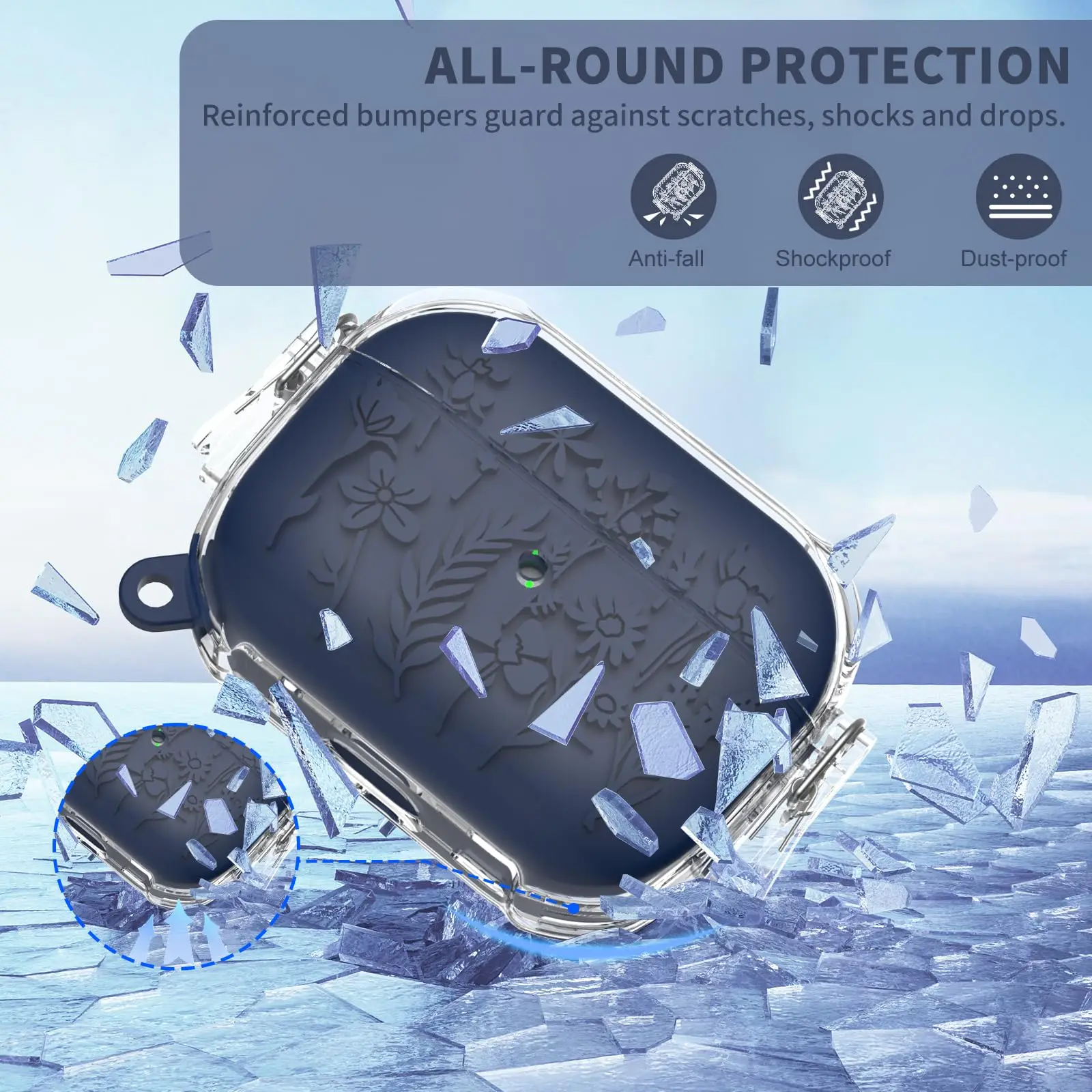 เคสลายสีม่วงสำหรับ Apple airpods ฝาครอบ Pro2เคสหูฟัง airpods Pro เคสป้องกันสำหรับ Air pods Pro พร้อมพวงกุญแจ