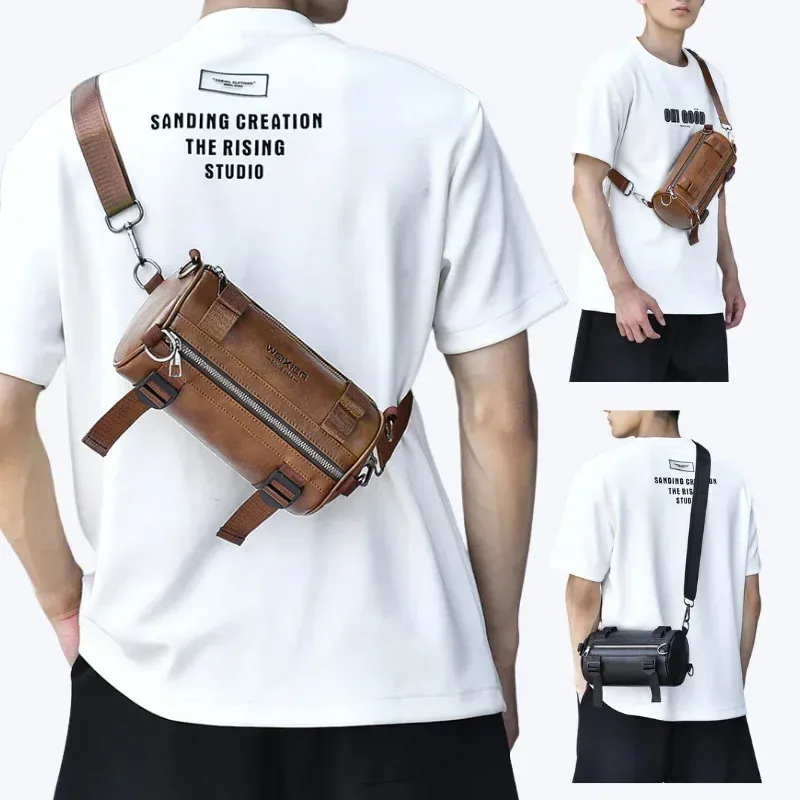 Men's Shoulder Bag Fashion Personality PU Crossbody bags Large Capacity Leisure Waterproof