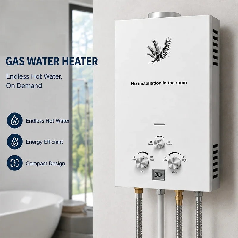 VEVOR Liquefied Petroleum Gas Water Heater 6L 8L 10L 12L 16L 18L Liquefied Petroleum Gas Propane Butane White Water Heater