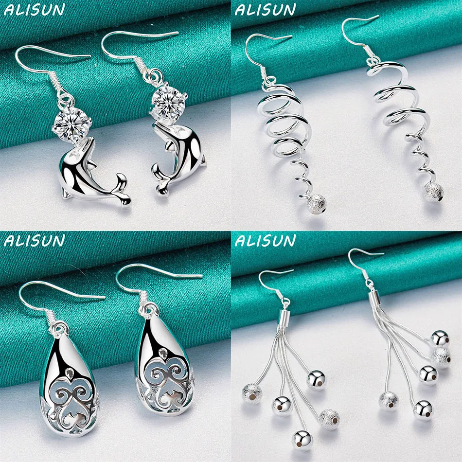 

ALISUN 925 Sterling Silver Geometric Drop Earrings For Women Charm Trend Birthday Gifts Fashion Party Fine Jewelry