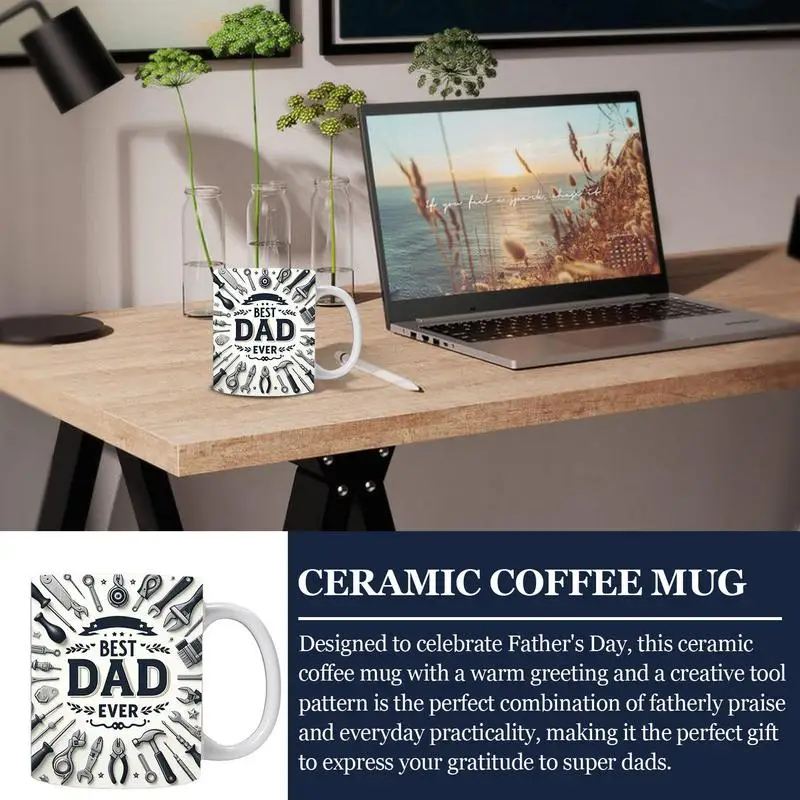 Fathers Day Mug Best Dad Ever Ergonomic Cup For Father's Day 350ml Multifunctional Colorful Tea Cups Creative Coffee Cup For