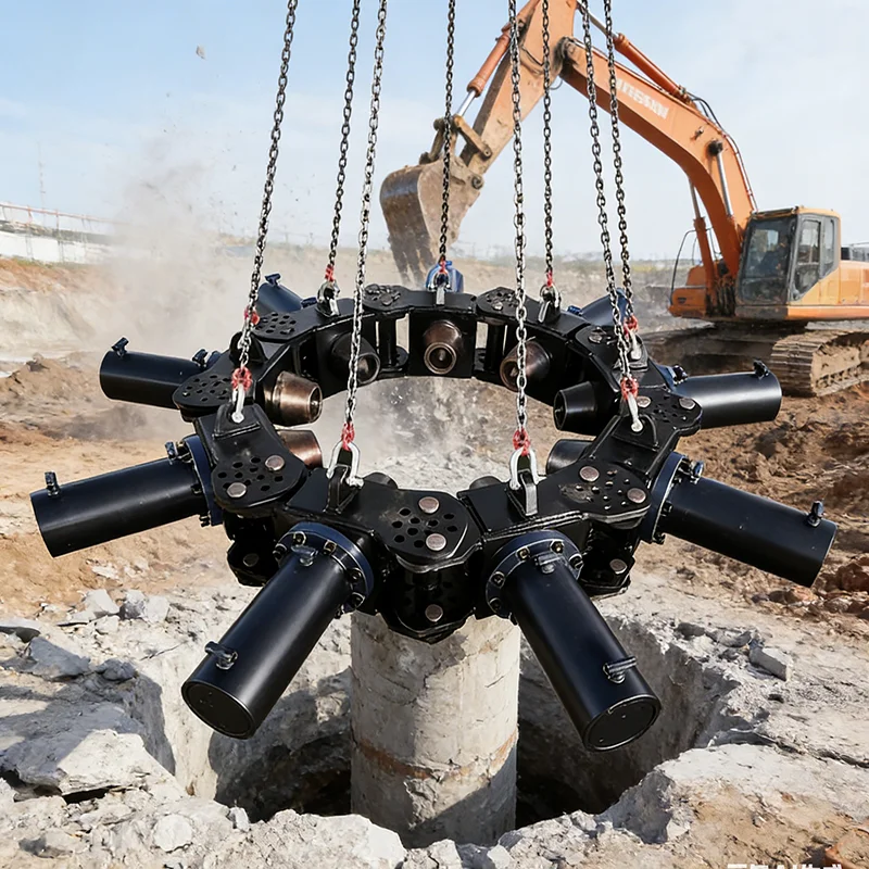 Durable Concrete Pile Breaker Attachment, Hydraulic Pile Head Cutter, Stable & Efficient Pile Breaking for Engineering Projects