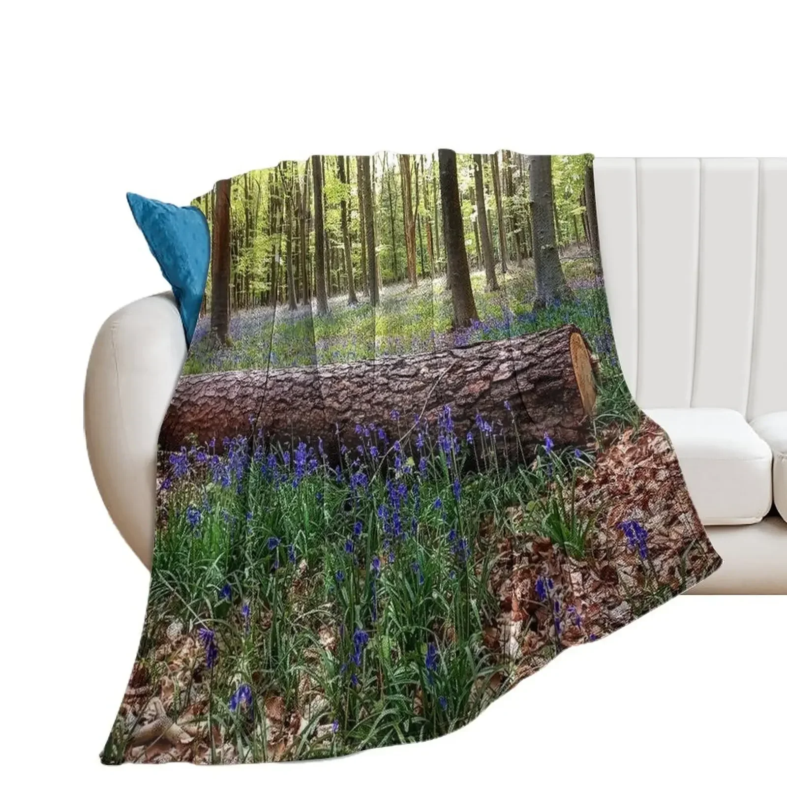 Bluebells in the Beechwood Throw Blanket Sofa Luxury Throw Decorative Beds Blankets