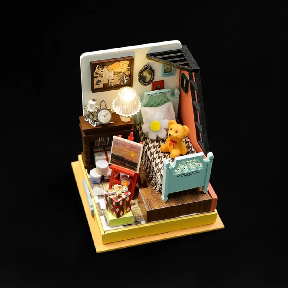 Handmade Coffee Shop Dollhouse Kit Wooden Material Mini Size DIY 3D Puzzle Assembly Required 3D Design Wooden Assembly