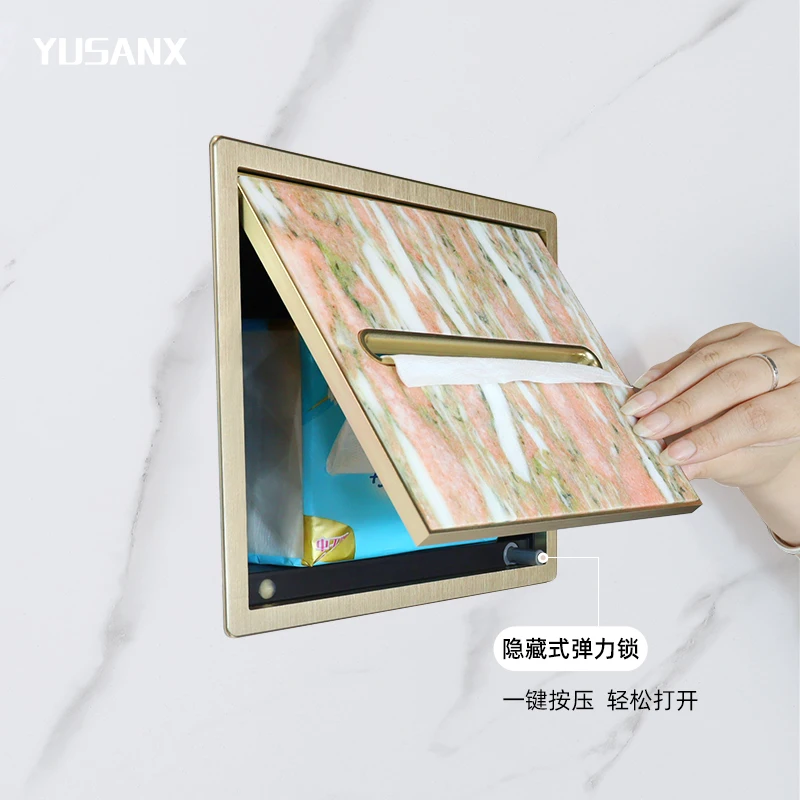 High-end light luxury stone tissue box, bathroom embedded niche, villa hotel, high-end hidden models can be customized