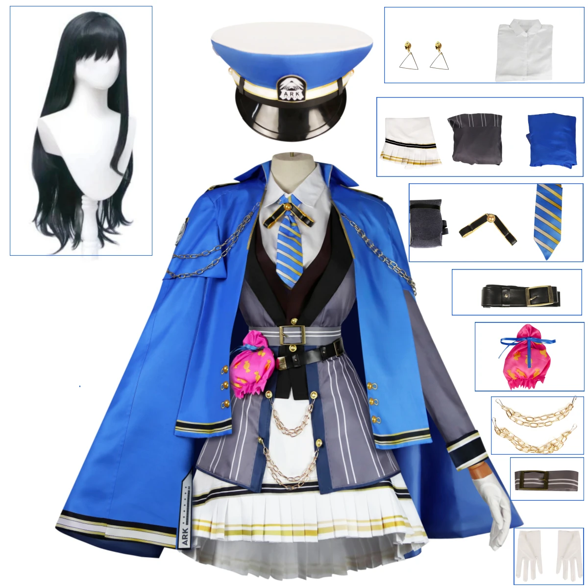 Game NIKKE Cos Diesel Cosplay Costume Cloak Shirt Top Skirt Tie Hat Blue Uniforms Daily Party Jacket Role Play Covention Costume