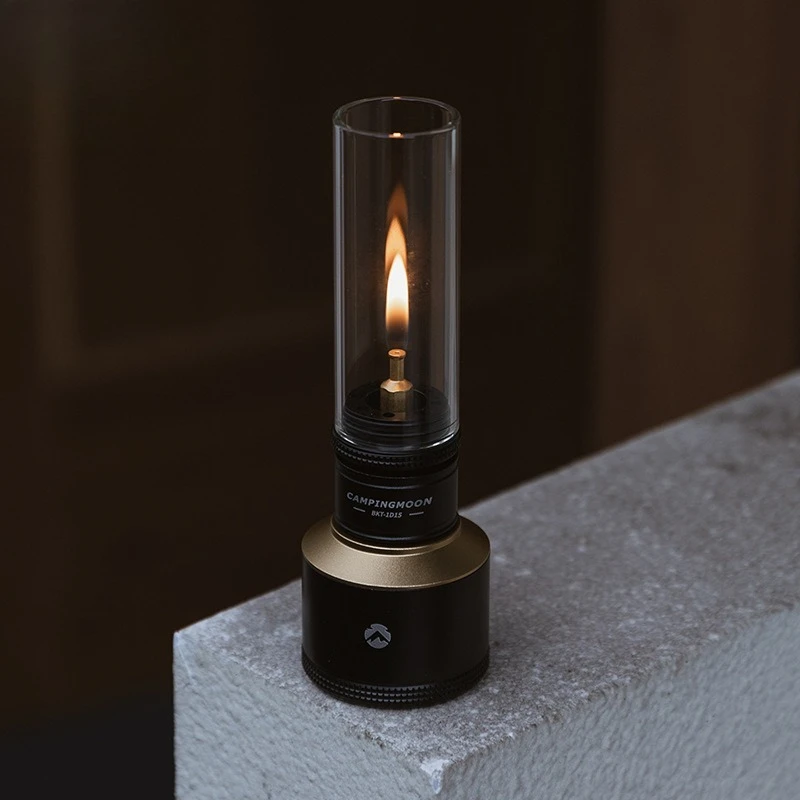 Koman outdoor lighting butane coreless candle lamp, blackened aluminum alloy gas tank camping barbecue ambient light