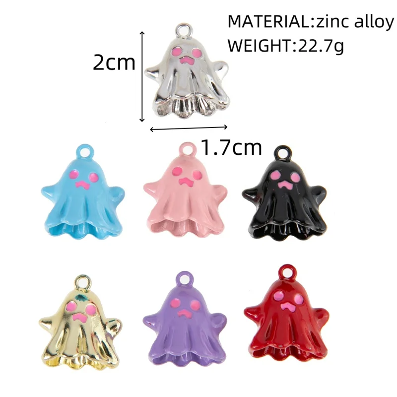 7 sztuk kolorowe śliczne duch emalia Charms Halloween wisiorki do wyrobu biżuterii DIY akcesoria naszyjnik ustalenia Handmade 20*17mm