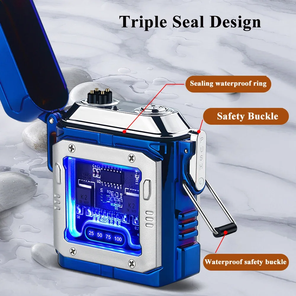 Typ inteligentnej technologii: Elektroniczny zapalniczka impulsowa, przezroczysta, wodoodporna, ładowana przez USB, o dużej pojemności, z cyfrowym wyświetlaczem, idealna na prezent.