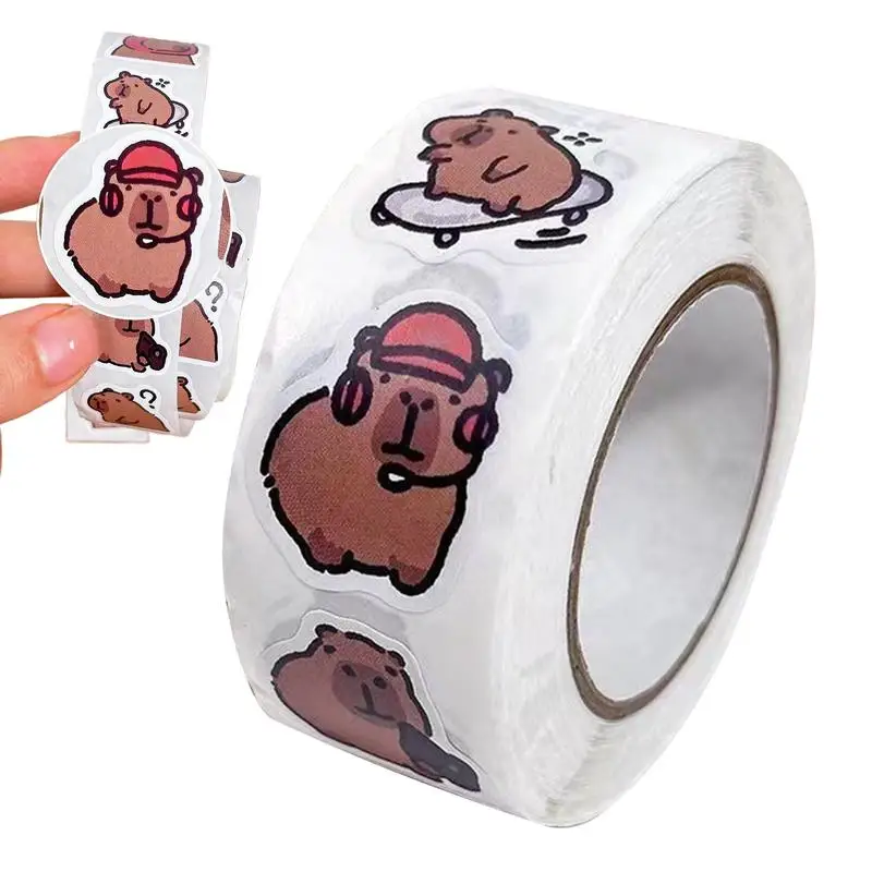 

500Pcs Cartoon Capybara Animal Stickers Capybara Stickers Roll DIY Phone Notebook Suitcase Laptop Fridge Kids Toys Sticker