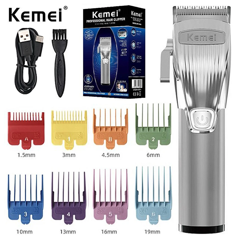 

Kemei-K32 rechargeable hair trimmer professional electric cordless adjustable beard hair clipper barber hair cutting machine set