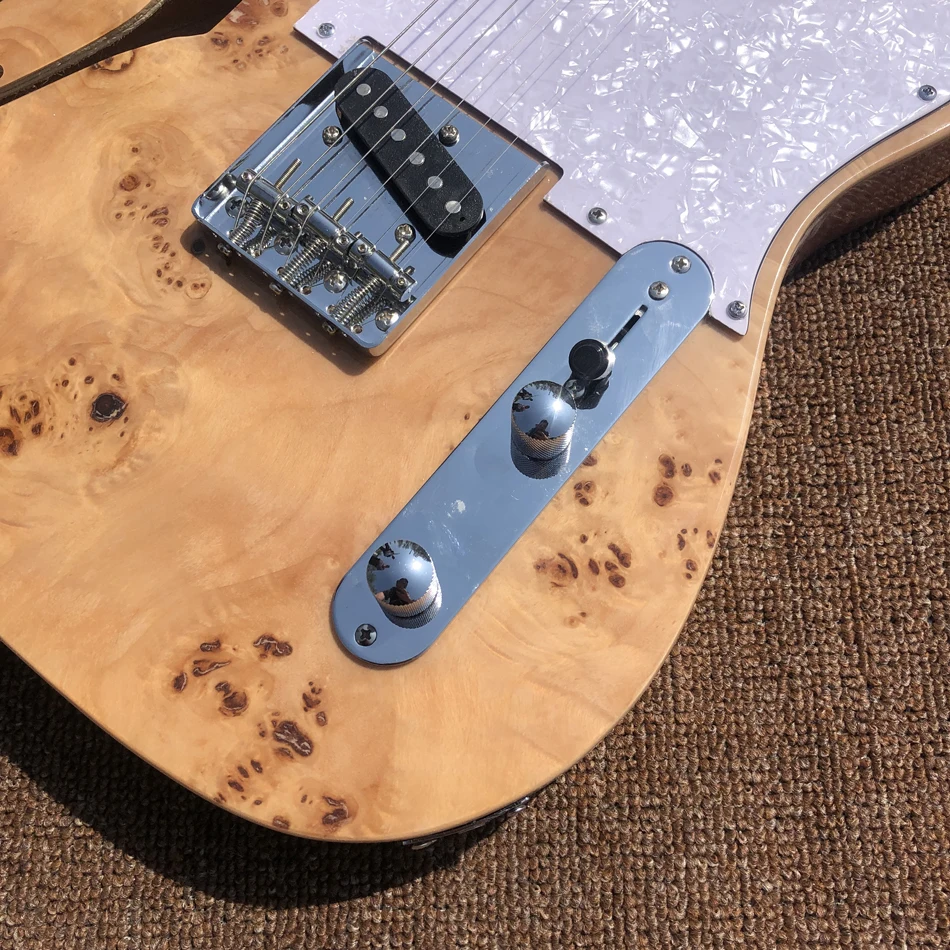 New High Quality F Hole Semi Hollow Body TL Electric Guitar Maple Fingerboard Free Shipping