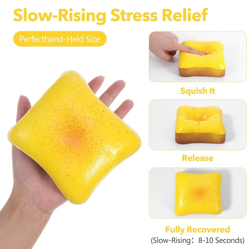 Weiches Butter-Toast-Brot Fidget-Spielzeug, weiches Stressabbau-Spielzeug, langsam aufsteigender Squeeze-Stressball, ASMR sensorisches Anti-Stress-Spielzeug – Detail 2