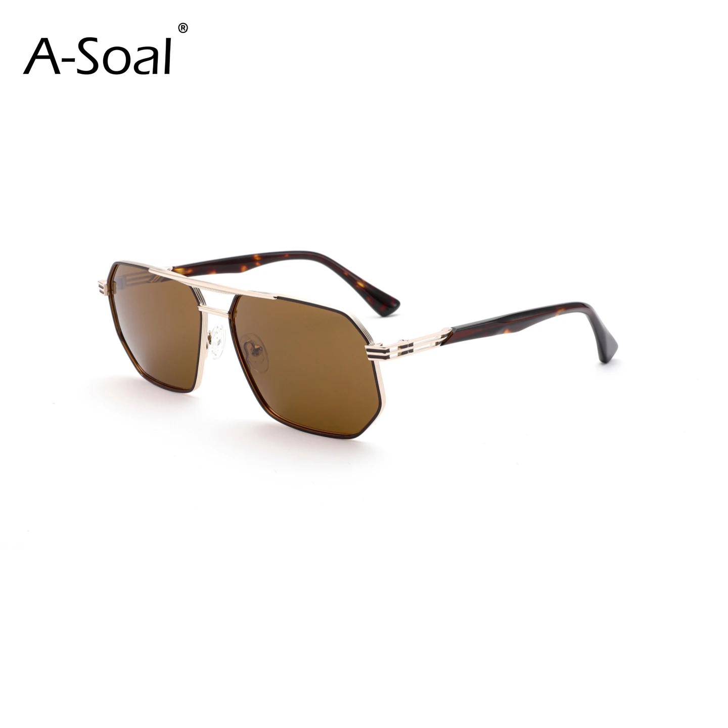 

A-Soal 4109 Two-tone Metal Frame Shades Unisex Polarized Lens Outdoor Sunglasses Fashion Sun Protection Eyewear for Travel