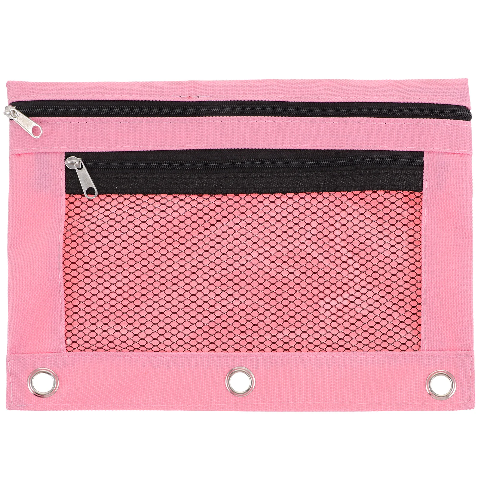 

1PC Binder Pencil Pouch Oxford Cloth Mesh Zipper Pen Holder Detachable Lightweight Stationery Bag Black Document for Cards
