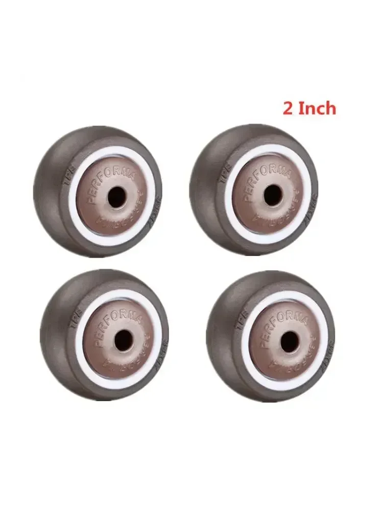 4 Pcs 2 Inch Brown Single Caster TPE Rubber Wheel Wear-Resistant Silent Universal Accessories Pulley