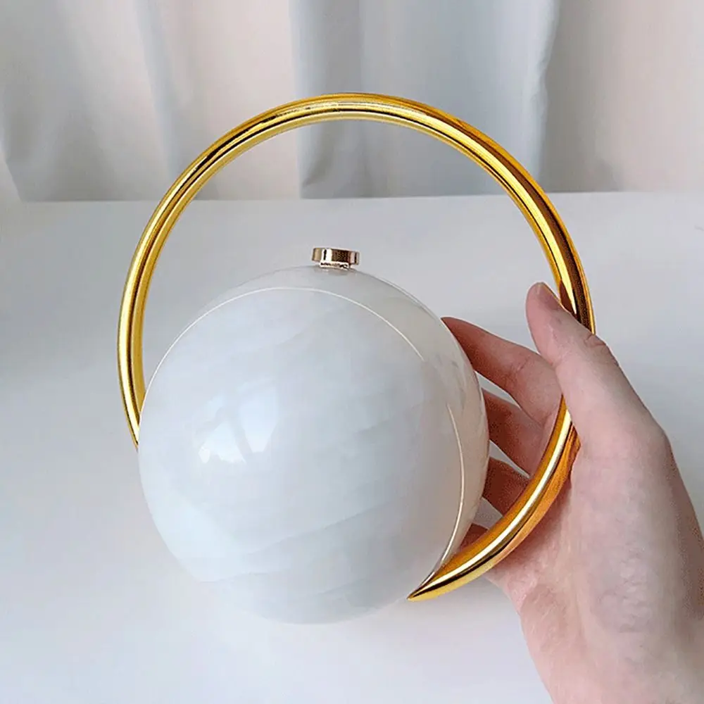 

Deluxe PVC Round Ball Women's Handbag Stone Pattern Electroplated Evening Bag Mini Ball Handle Bowling Bag