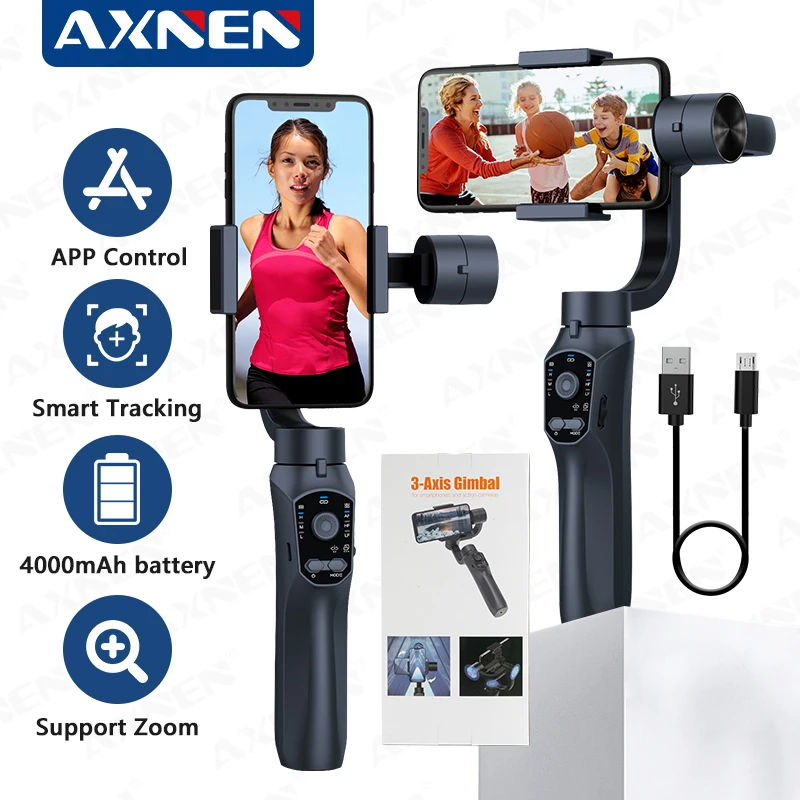 AXNEN 3-Axis Handheld Gimbal Smartphone Stabilizer Cellphone Selfie Stick for Android iPhone Phone Vlog Anti Shake Video Record