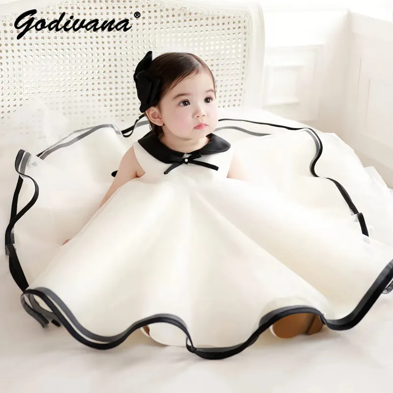

Kids High End Princess Tutu Dress Baby Girls Birthday Party Performance Gown Kids Fashion Sleeveless Doll Collar Evening Dresses