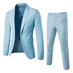 Blazer et pantalon formel pour hommes, col coloré, un bouton trempé, document pur, tempérament, ensemble 03/Wear, 1 ensemble