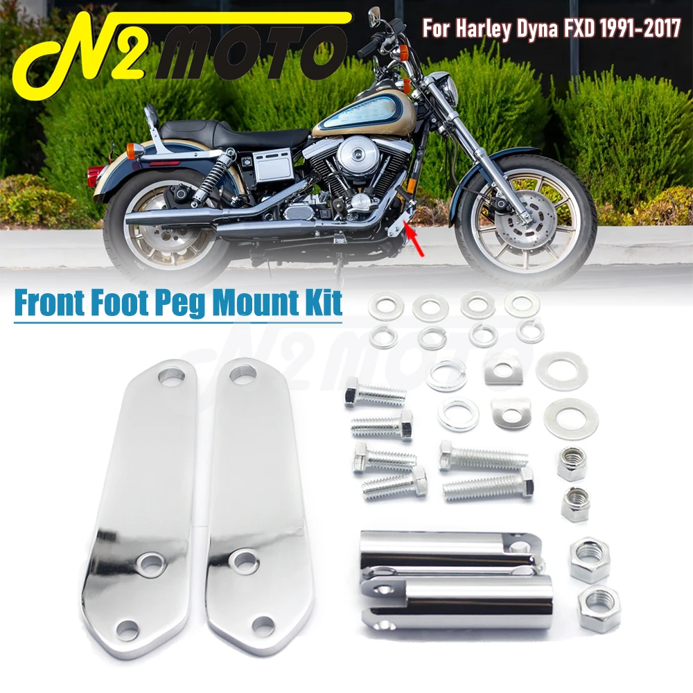 

For Harley Dyna FXD Low Rider Street Bob Super Glide 1991-2017 49019-95 Motorcycle Front Footpegs Foot Peg Support Mounting Kits