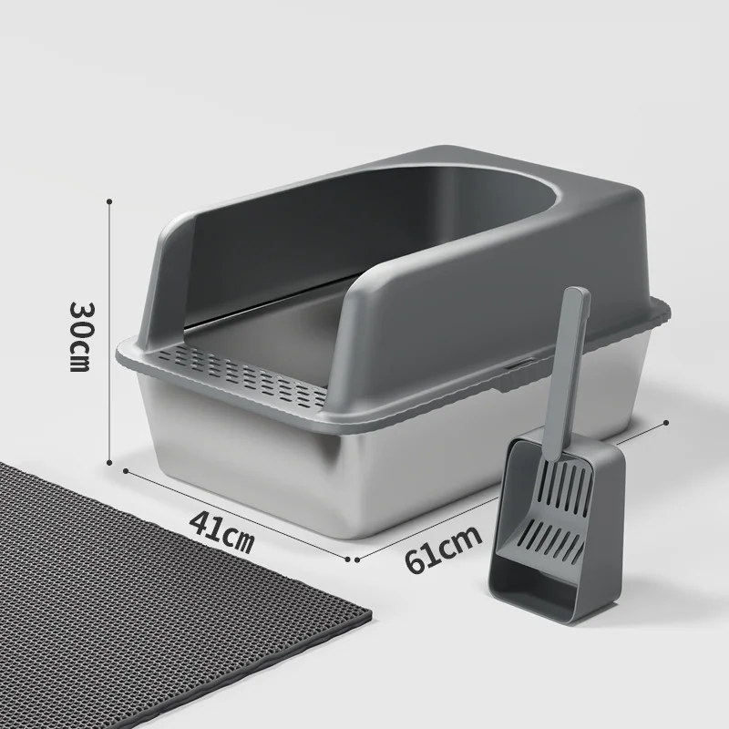 Stainless Steel Cat Litter Box Oversized Semi Enclosed, Easy to clean, Thickened, Splash proof, and Corrosion-resistant