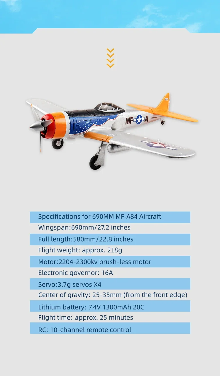 750MM 29.5インチ大型RC航空機 P51 P-51D マスタング A6M P47 4CH