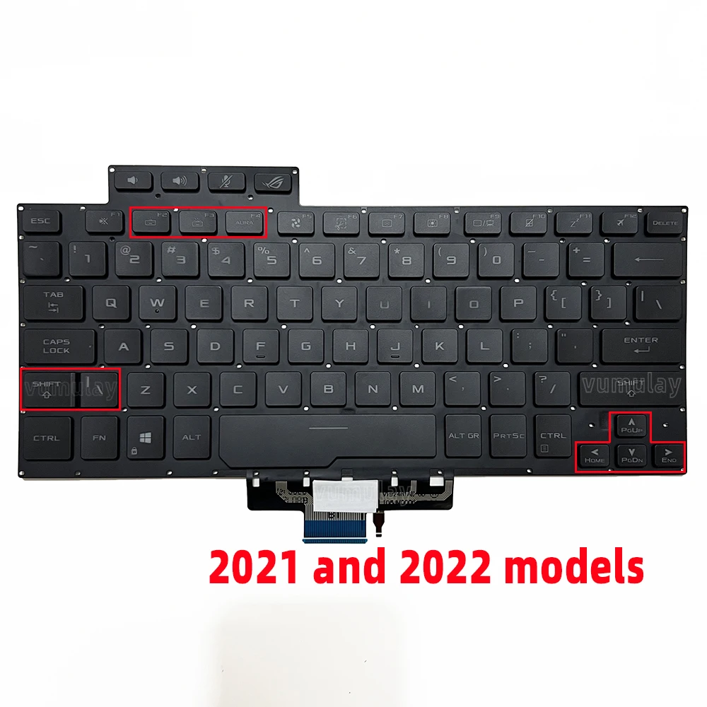 Klawiatura amerykańska Stany Zjednoczone/Rosyjskie/Ukraińskie dla ASUS ROG Zephyrus G14 GA401 2021 GA401I GA401QC GA401QE GA401QH GA401QM GA401IHR GA401IV GA401U GA401M GA401QM — zdjęcie produktu 2