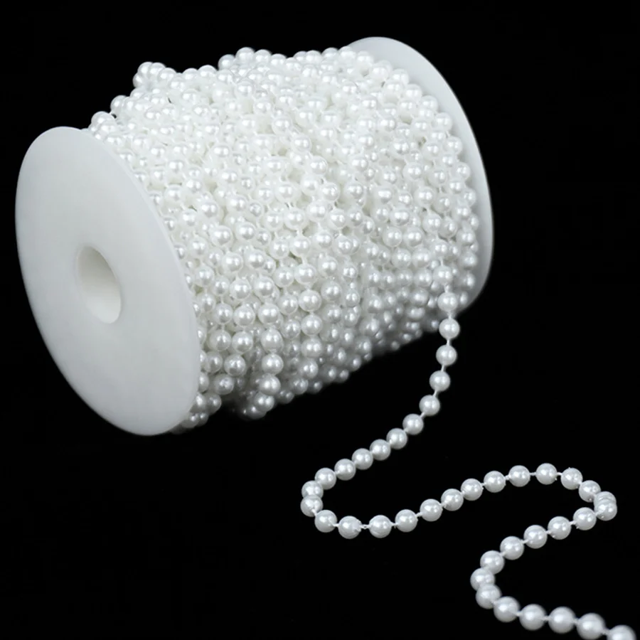 197" weiße runde Schnur aus Kunststoff mit Perlenkette – Hochzeitskleid-Dekoration und DIY-Bastelzubehör für Brauthintergrund JXB