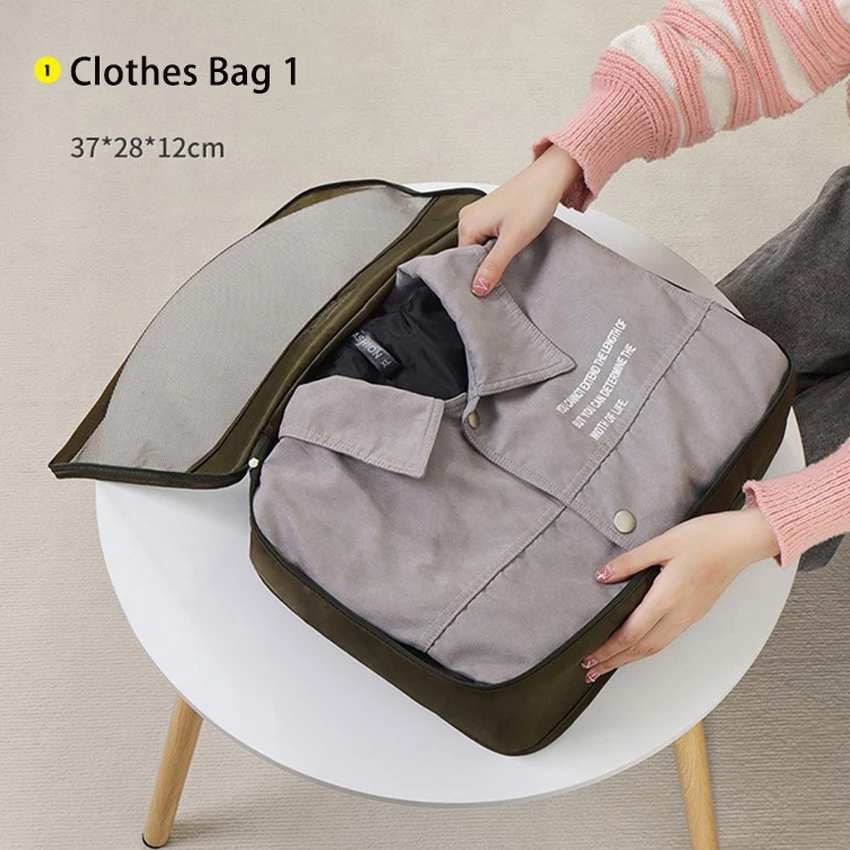 7pcs Set Travel Clothes Bag Luggage Shoes Toiletries Holder Case Portable Packing Wardrobe Bra Sock Pants Organizer Bag Large