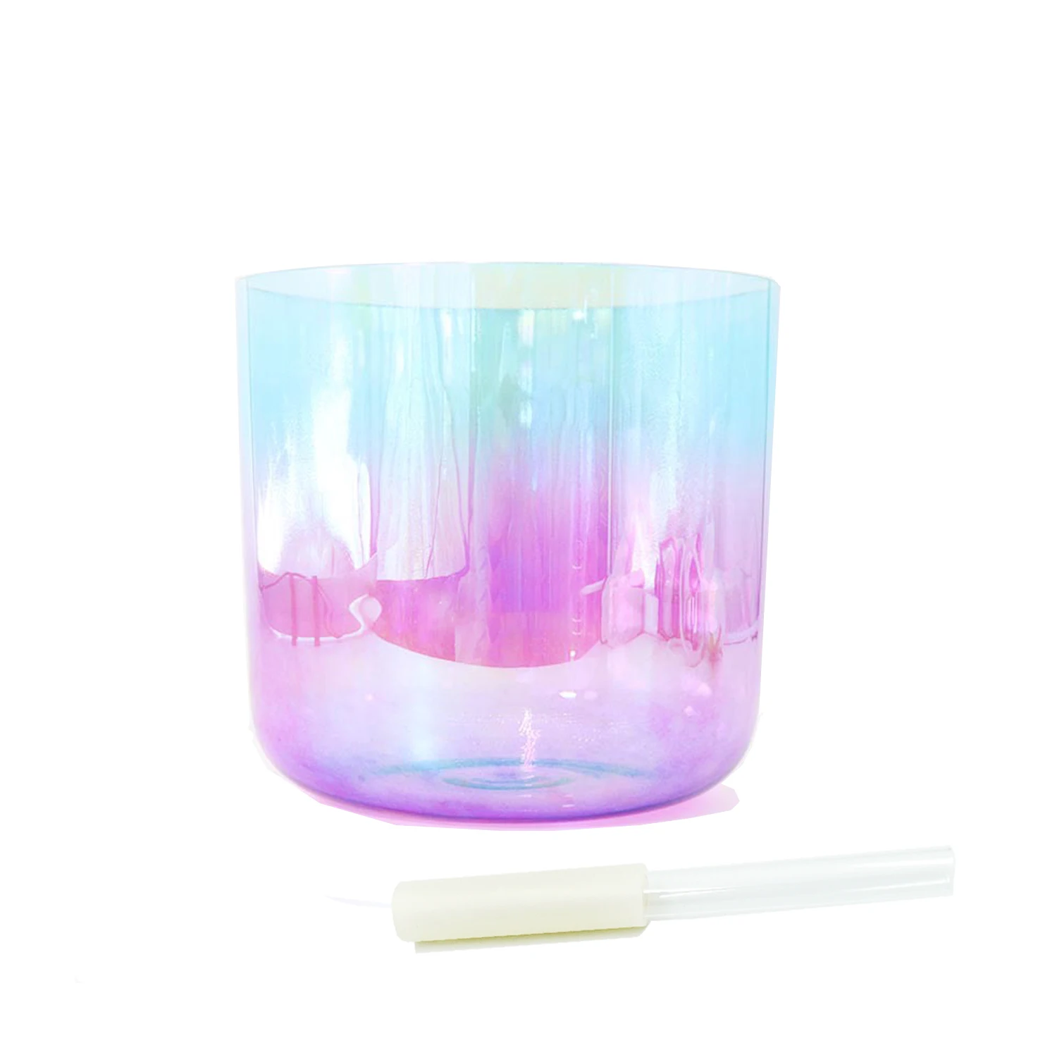 Hey-eun 7 inch Gradient Transparent Cosmic light Clear Crystal Singing Bowl Meditation Quartz Bowls Sound Healing Instrument