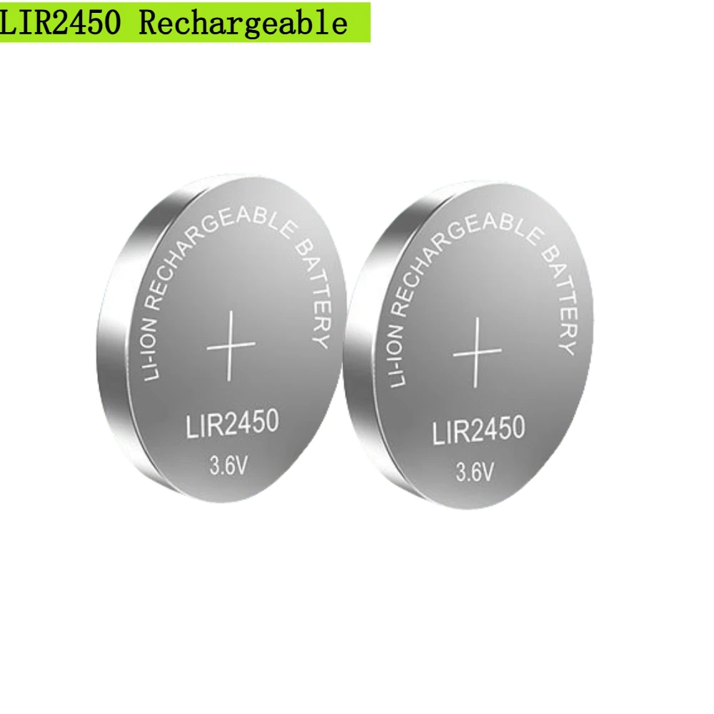 1-5PCS Rechargeable 2450 Batteries 3.6V High Capacity Rechargeable LIR2450 Lithium Coin Button Battery Replace CR2450