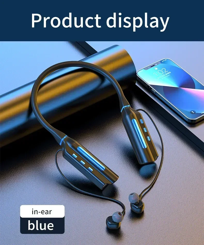10000 Stunden Wiedergabe Drahtlose Kopfhörer Nackenbügel Kopfhörer Bluetooth Bass Headset Sport Wasserdichte Ohrstöpsel Kann als Power Bank sein – Detail 19