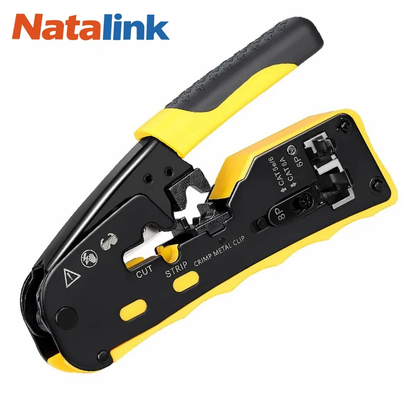 Natalink RJ45 Krimptang Pass Through Industriële kwaliteit Ethernet Crimper Alles-in-één Ratel Modulaire Datakabel Crimper