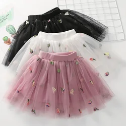 DE PEACH Summer Spring Baby Girls Tutu Skirts Kids Princess Embroidery Fluffy Tulle Skirt Children Ballet Dance Party Clothes
