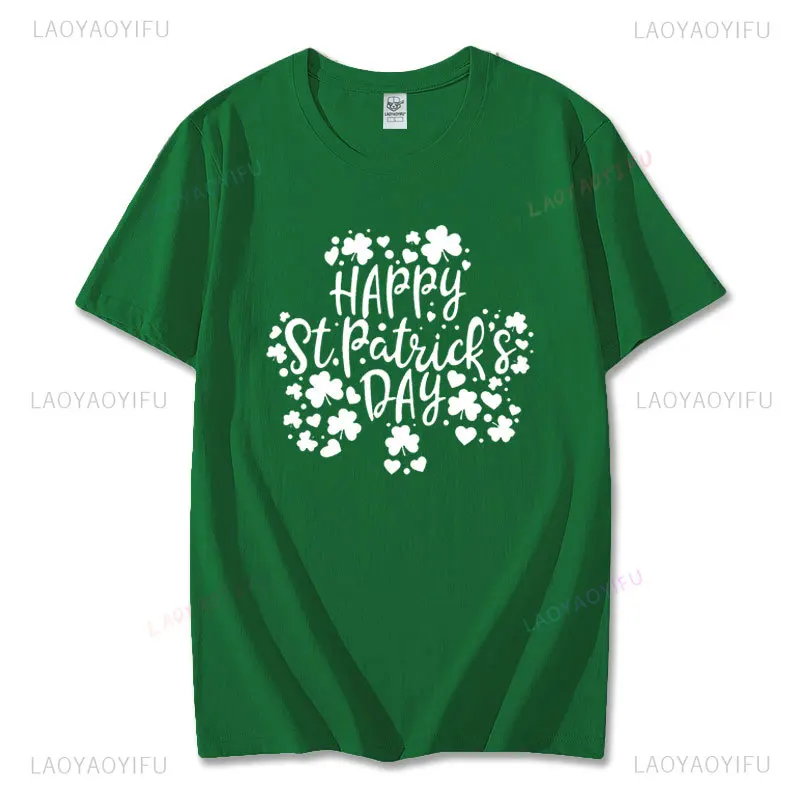 Happy St Patricks Day Cute Irish Shamrock Family Lucky Day T-Shirt Man Women Hip-hop Harajuku Graphic T Shirts Cotton Camisetas