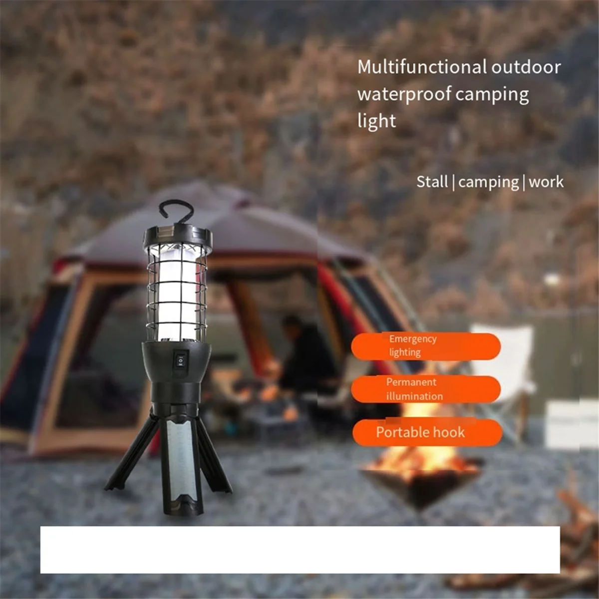 Lampa robocza LED na statywie DW-Grip, lampa z uchwytem kempingowym na zewnątrz, składane nogi, awaryjne i przydrożne