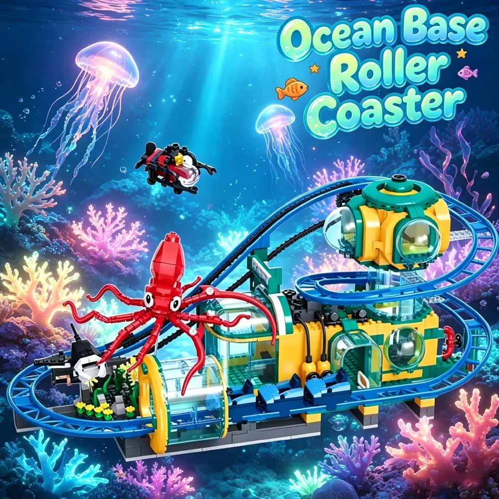 

JJ9251 Underwater Roller Coaster Building Blocks - Ocean Theme Roller Coaster Assembly Toy Birthday Gift 1080pcs