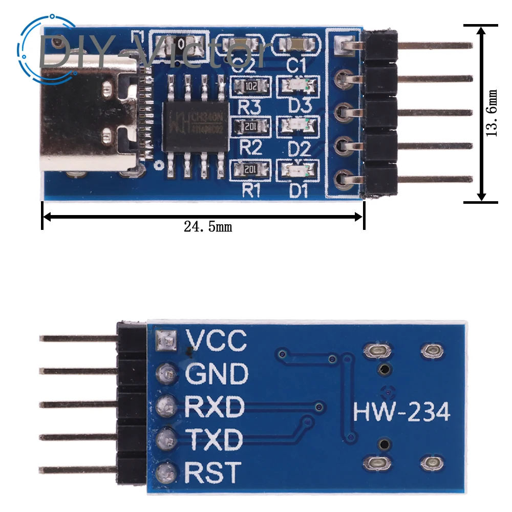 TYPE-C USB a TTL porta seriale CH340N modulo CH340 DC 5V/3.3V aggiornamento MCU scarica la linea di pennelli