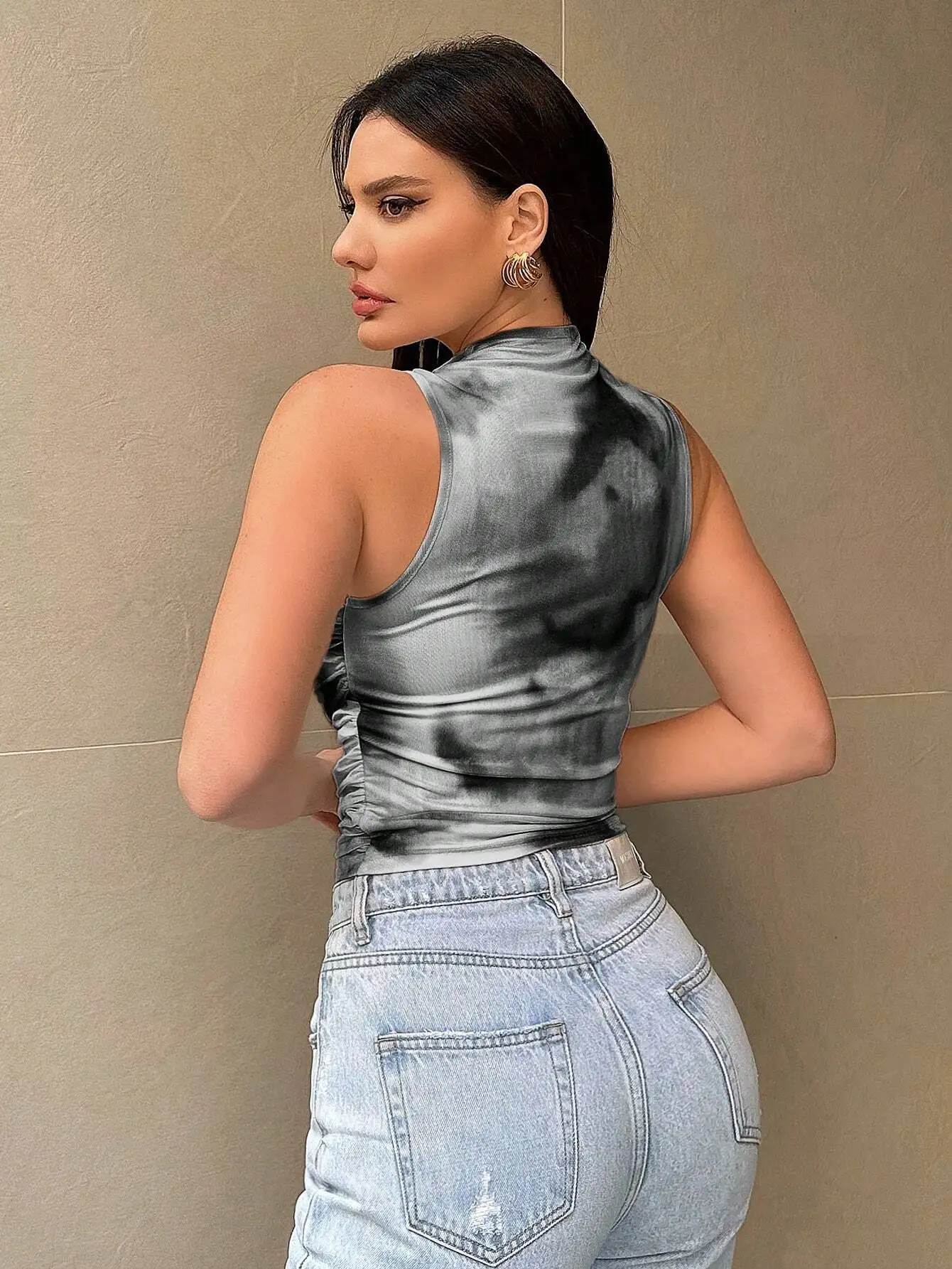 

New 2025 Hot Sale Spicy Girl Print Mesh Vest Women's Fashion Top Sleeveless Tank Top from Mainland China Regular Sleeve Style