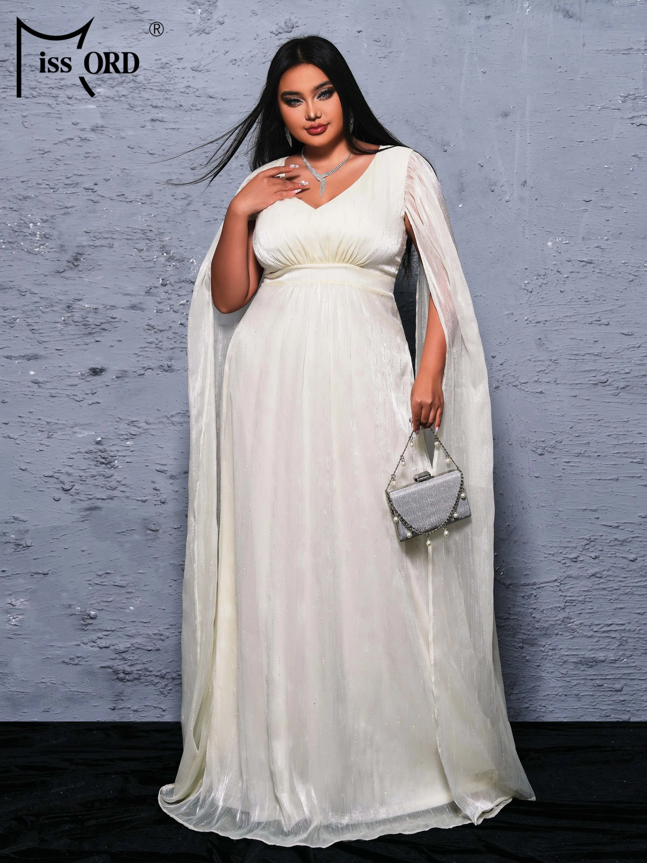 Missord Sexy Plus Size Wedding Birthday Party Dress V Neck Flowing Sleeves A Line Large Evening Dress