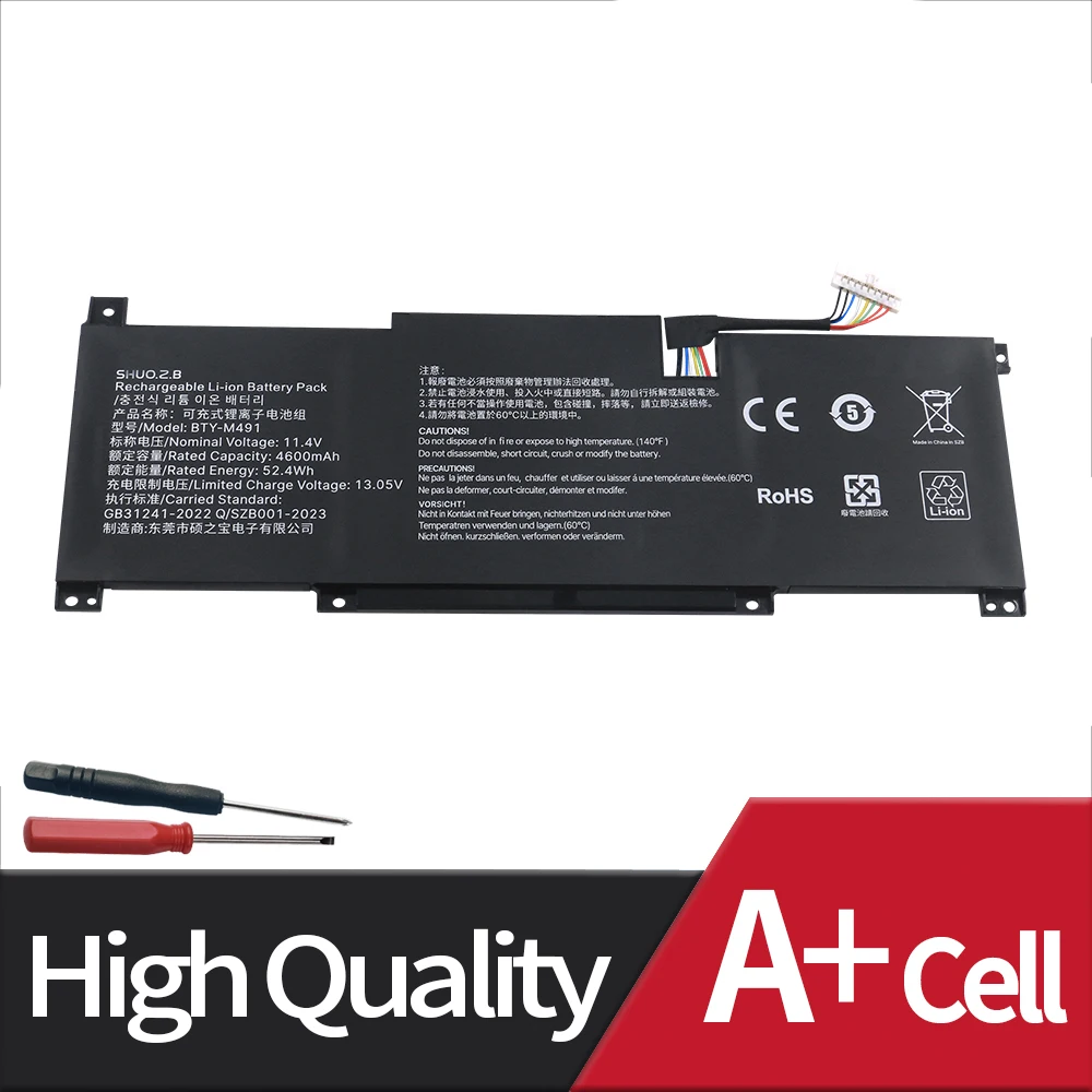 New BTY-M491 Laptop Battery For MSI Modern 15 A10M-014 A10RAS-258 A10RB A10RB-041TW A10RD A11M A11SB-059 A4MW Prestige14 52.4WH