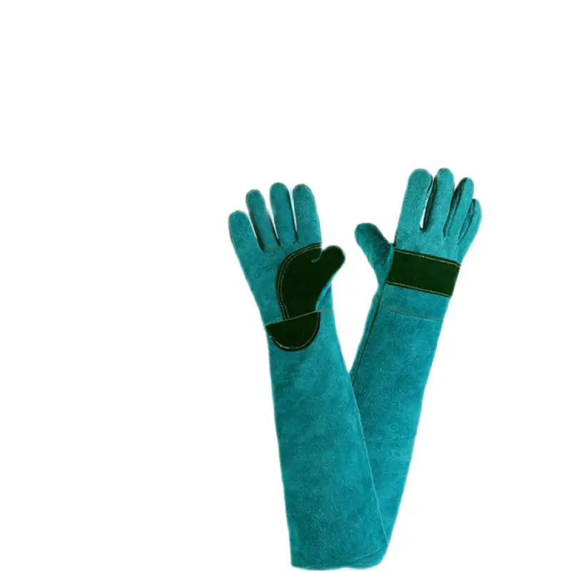 Cowhide Gloves Cowhide Material Anti-bite Wear Resistance Good Tear Resistance Anti-scratch Pet Accessories Pet Supplies Green